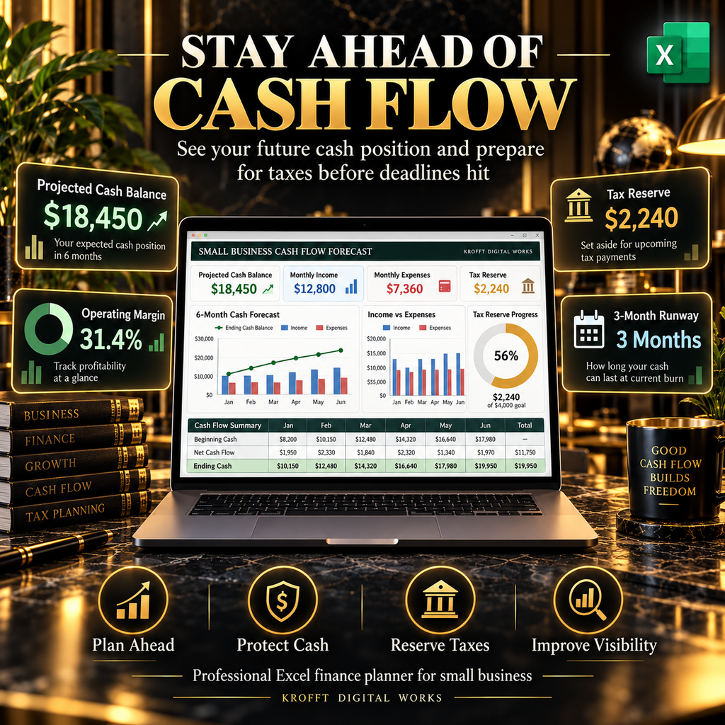 Cash Flow Forecast & Tax Set-Aside Planner spreadsheet planning preview