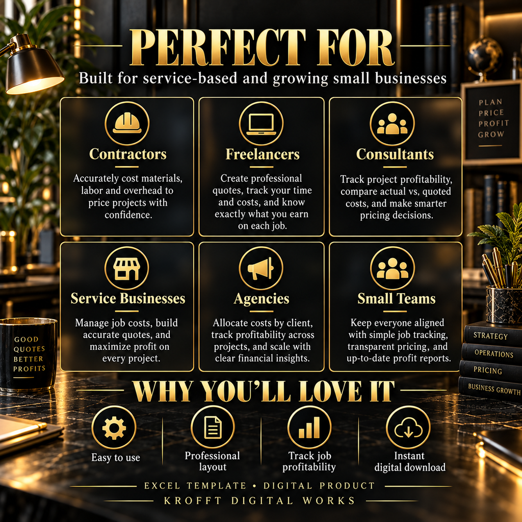 Job Cost & Pricing Calculator digital workbook preview