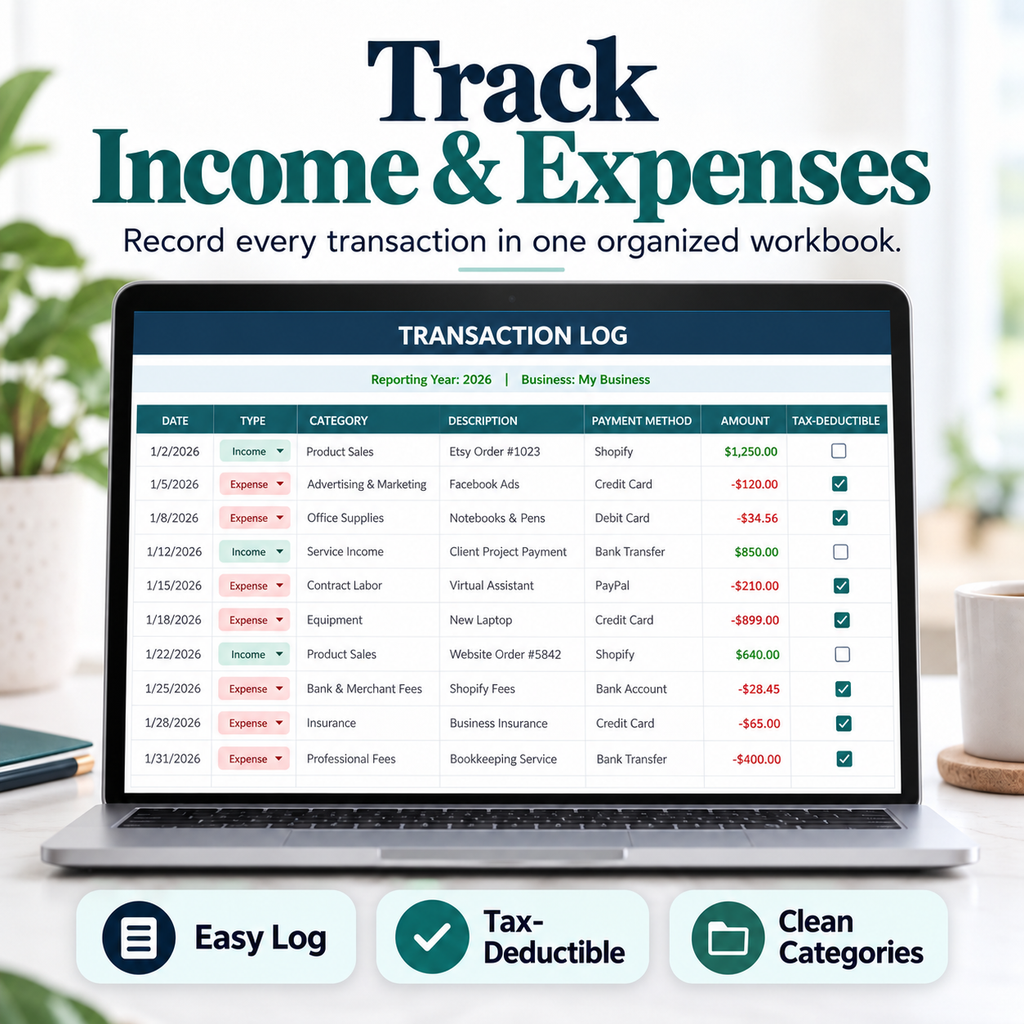 Small Business Expense & Profit Tracker digital workbook preview