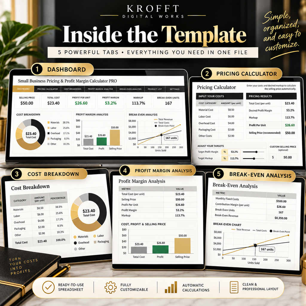 Pricing & Profit Margin Calculator margin and markup spreadsheet preview