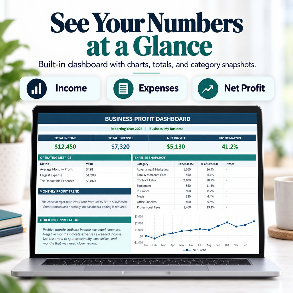 Small Business Expense & Profit Tracker Excel template cover