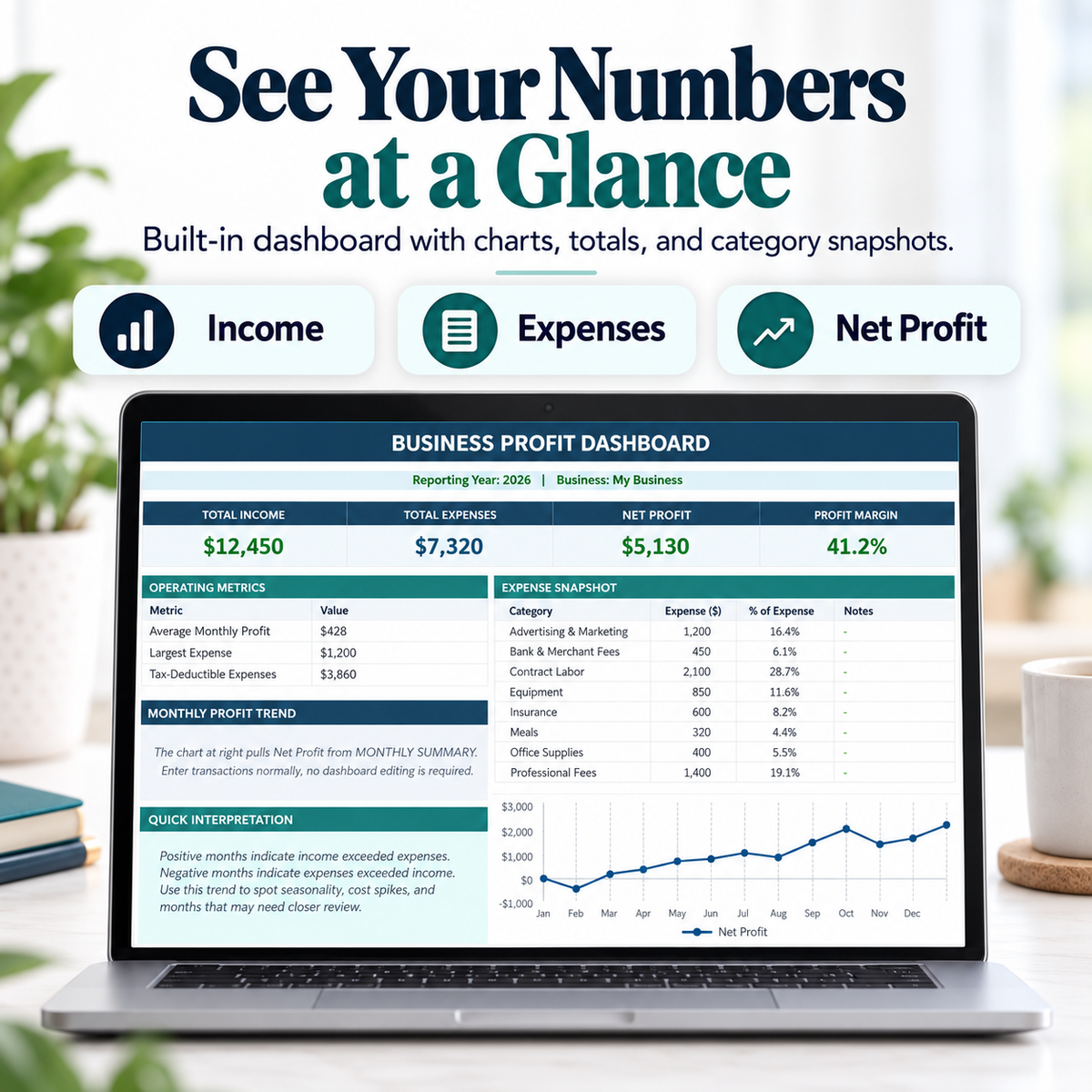 Small Business Expense & Profit Tracker Excel template cover