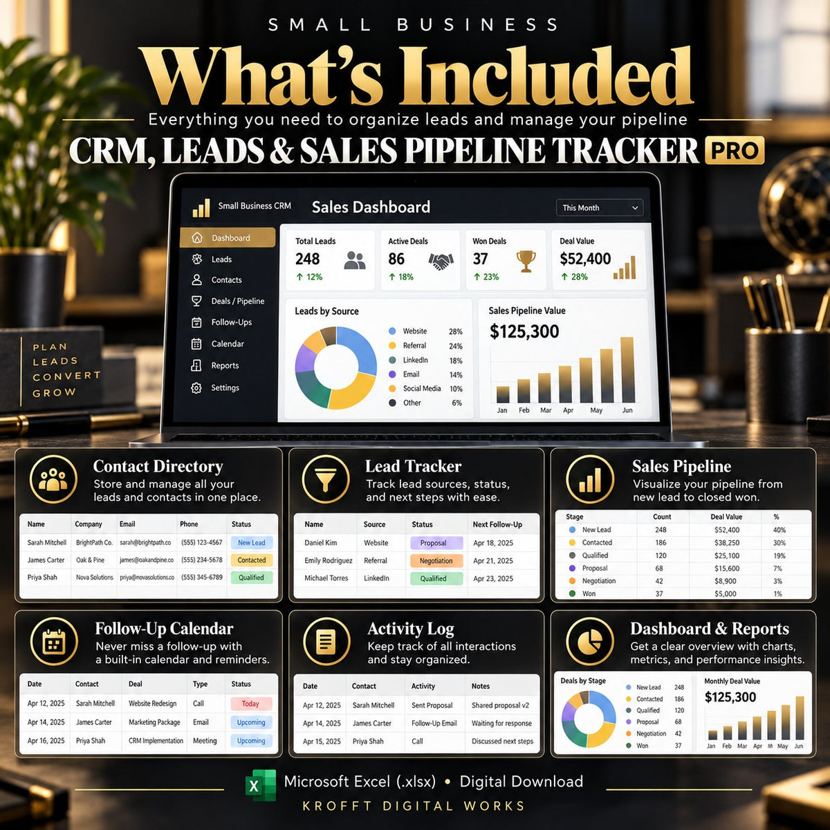 CRM Leads & Sales Pipeline Tracker sales dashboard preview