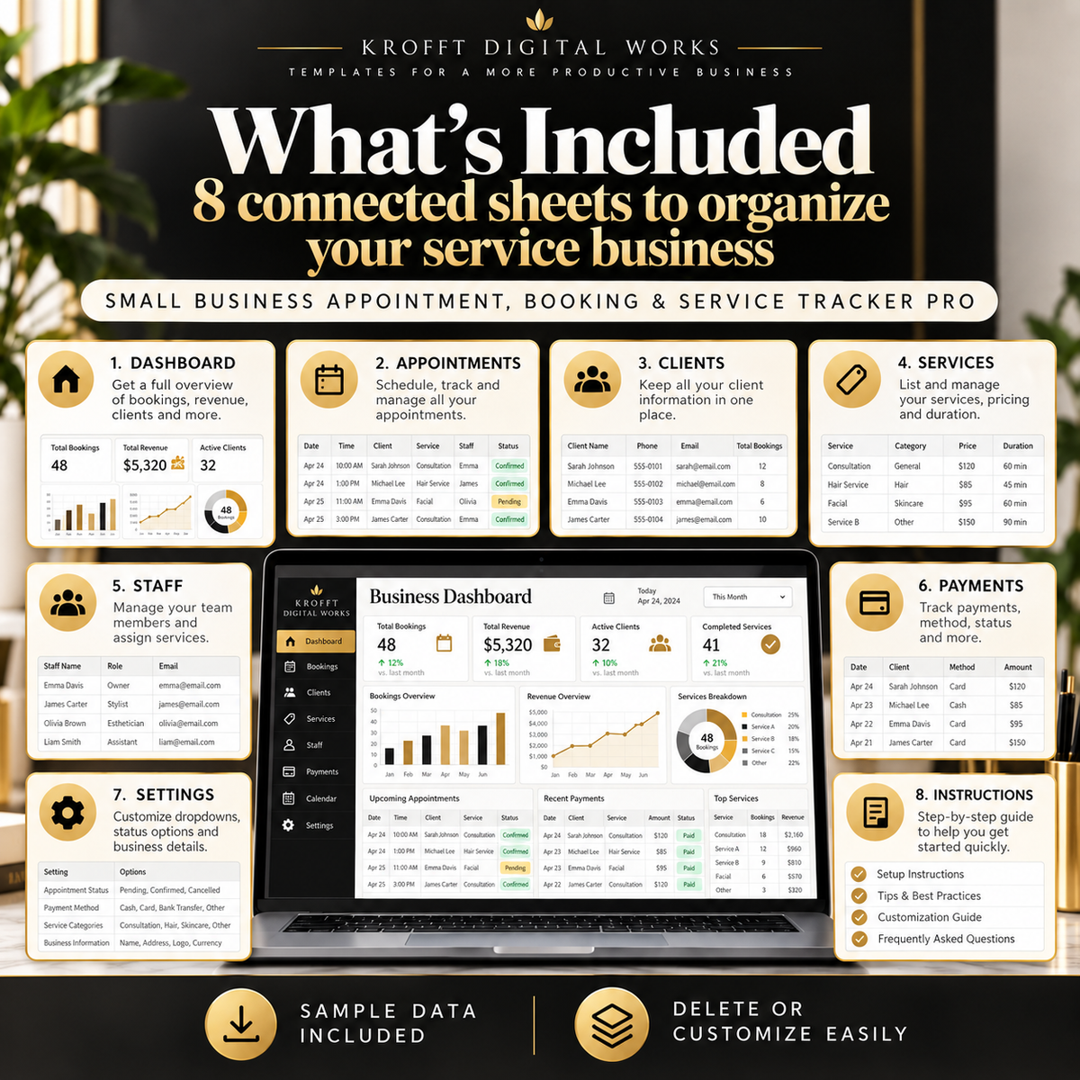 Appointment Booking & Service Tracker dashboard and booking preview