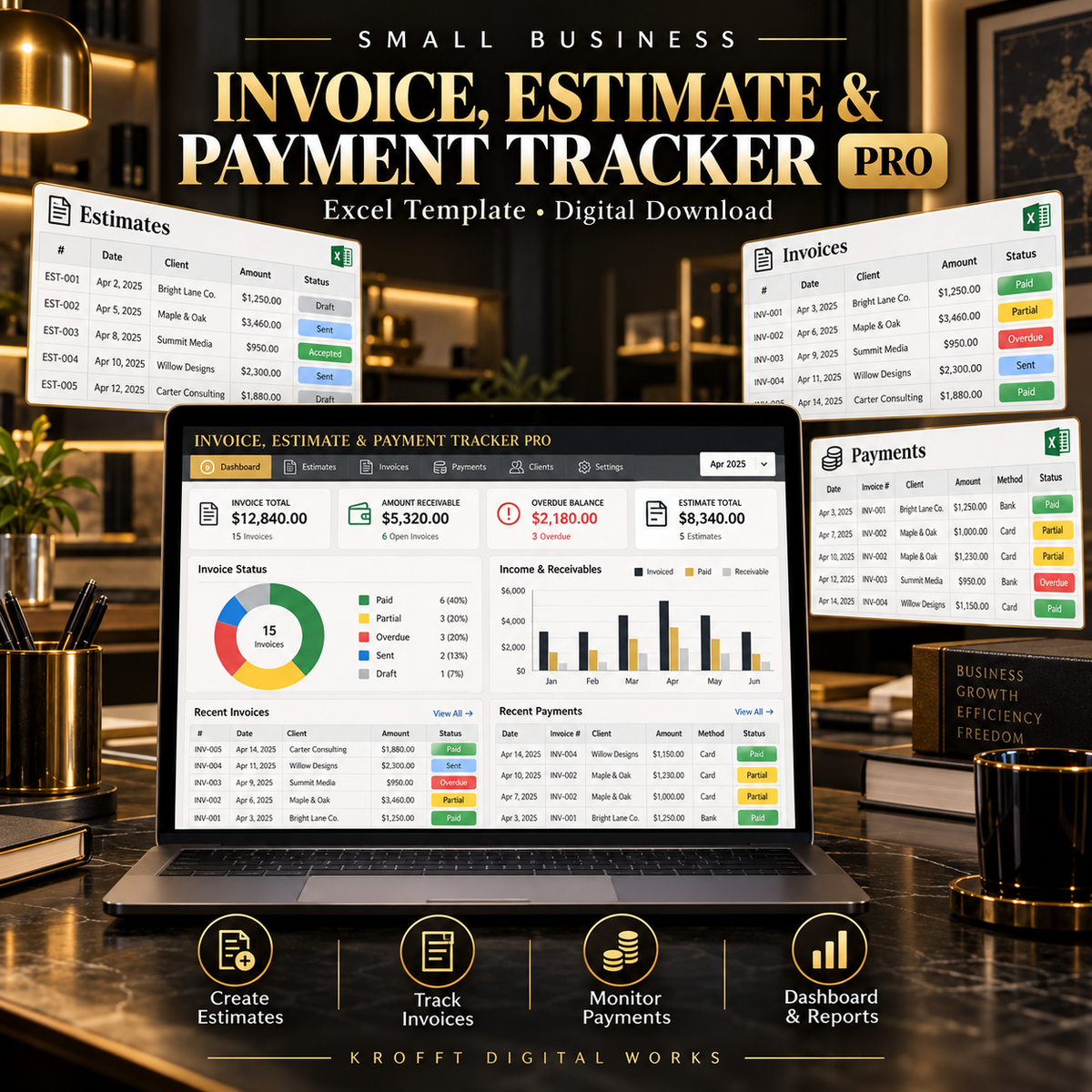 Invoice Estimate & Payment Tracker Excel template cover