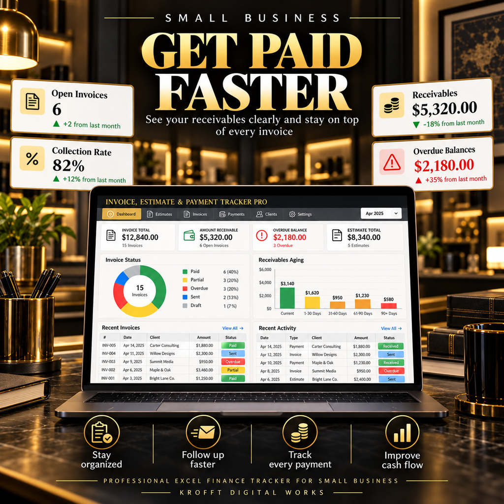 Invoice Estimate & Payment Tracker invoicing spreadsheet preview