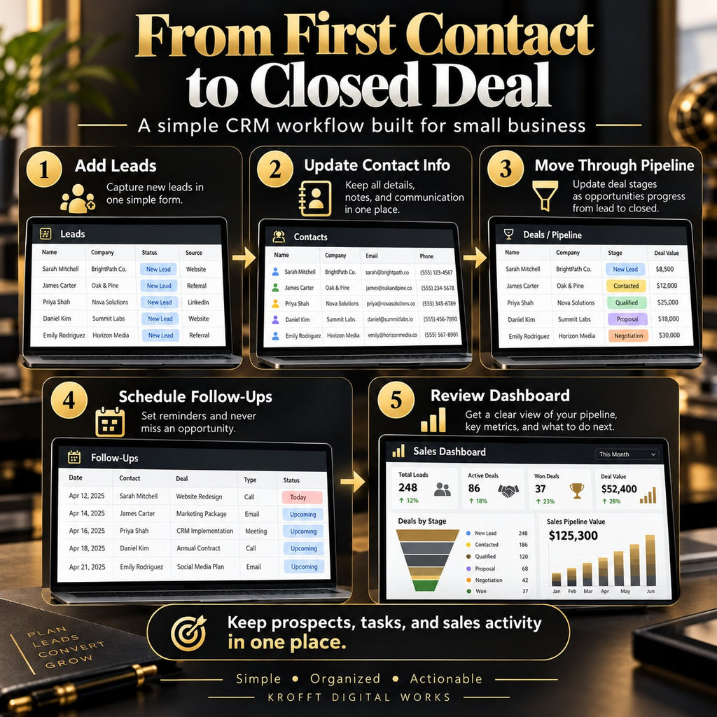 CRM Leads & Sales Pipeline Tracker digital workbook preview