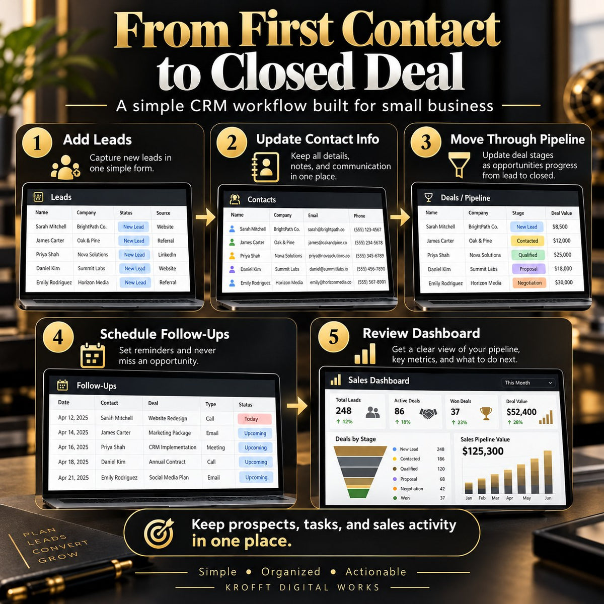 CRM Leads & Sales Pipeline Tracker digital workbook preview