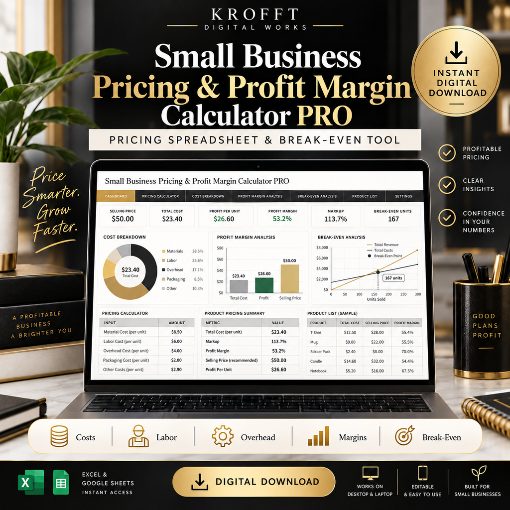 Pricing & Profit Margin Calculator Excel template cover